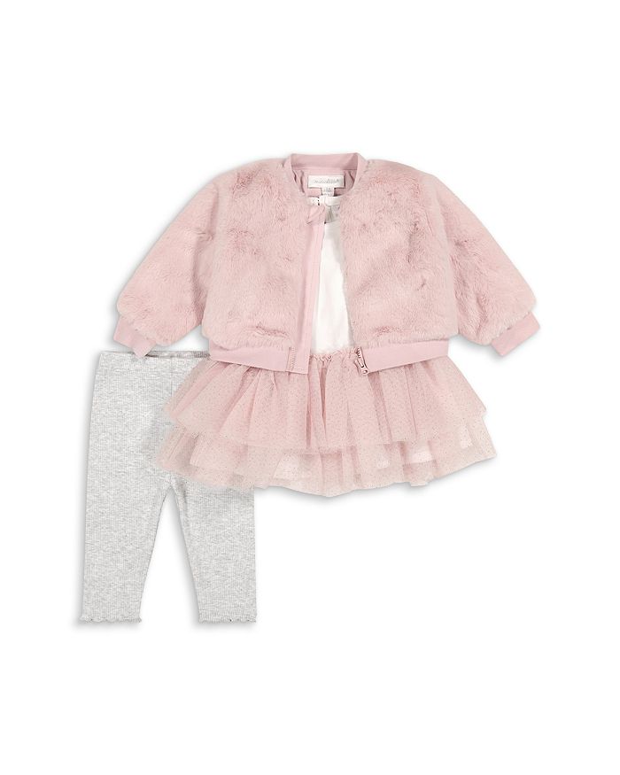 Girls Faux Fur Jacket Tutu Top Leggings Set Baby