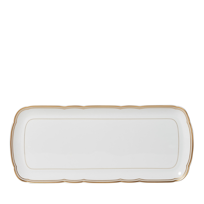 Bernardaud Pompadour Rectangular Cake Platter In White/gold