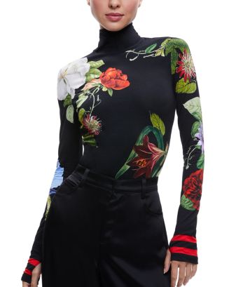 Alice and Olivia Delaina Floral Turtleneck Top | Bloomingdale's