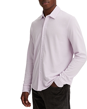 VINCE PIQUE LONG SLEEVE BUTTON FRONT SHIRT