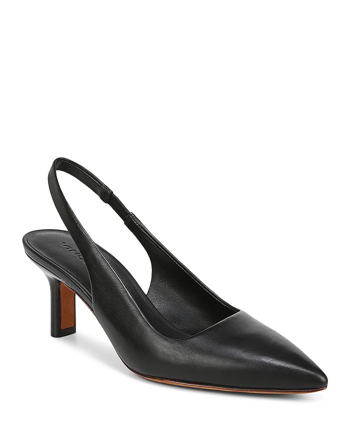 VINCE. Womens Black Cushioned Elm Square Toe Slip On Leather Slingback Sandal M main image 1