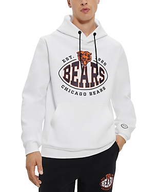 Shop Hugo Boss Nfl Chicago Bears Cotton Blend Printed Regular Fit Hoodie In Open White