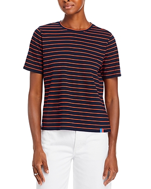 Kule The Modern Striped Cotton Tee In Navy-poppy