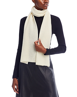 C By Bloomingdale's Cashmere Rib Knit Scarf - 100% Exclusive In White
