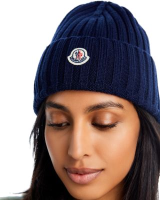 Logo Detail Rib Knit Wool Hat