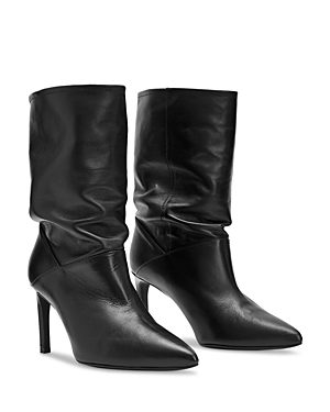 Shop Allsaints Women's Orlana Pointed Toe High Heel Slouch Boots In Black
