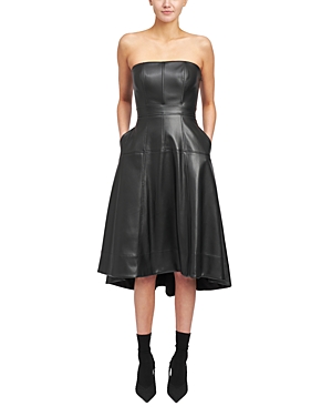 Shop En Saison Dawn Faux Leather Bustier Dress In Black