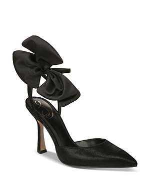 Sam Edelman Women's Halie Ankle Strap Bow High Heel Pumps In Black