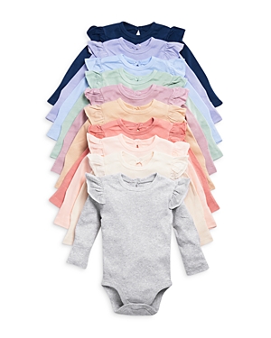 Honest Baby Girls' 10 Pack Long Sleeve Bodysuits - Baby In Pink Sunset