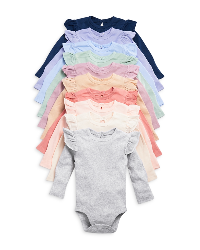 Honest Baby Girls' 10 Pack Long Sleeve Bodysuits - Baby