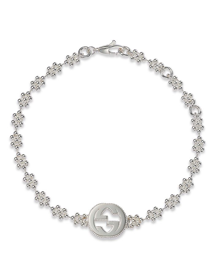 Gucci Sterling Silver Small Interlocking G Cluster Chain Bracelet ...