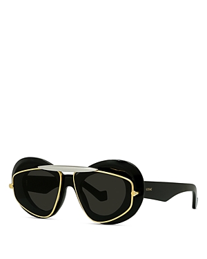 Shop Loewe Double Frame Geometric Sunglasses, 47mm In Black/gray Solid