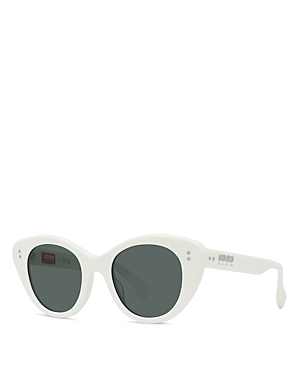 Kenzo Boke Flower Cat Eye Sunglasses, 50mm In White/gray Solid