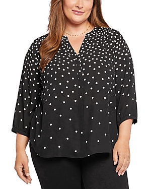 Nydj Plus Pintuck-back Blouse In Percy Dot