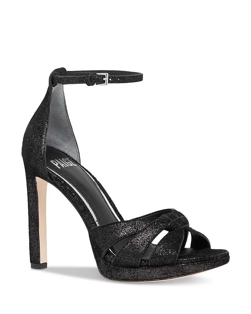 PAIGE WOMEN'S VAL SHIMMER SUEDE HIGH HEEL SANDALS