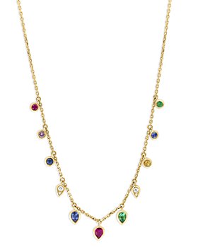 Bloomingdale's - Rainbow Sapphire & Diamond Bezel Necklace in 14K Yellow Gold, 18"