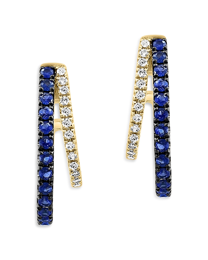 Bloomingdale's Fine Collection Sapphire & Diamond Graduated J Hoop Earrings