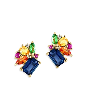 Bloomingdale's Rainbow Sapphire Cluster Stud Earrings in 14K Yellow Gold