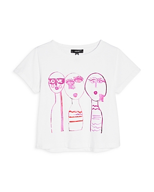 Aqua X Kerri Rosenthal Girls' Three Girls Tee, Little Kid, Big Kid - 100% Exclusive In White/pink