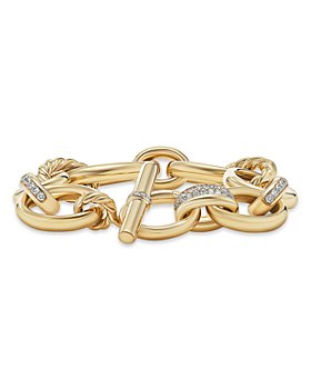 David Yurman - 18K Yellow Gold DY Mercer Diamond Pavé Chain Link Bracelet