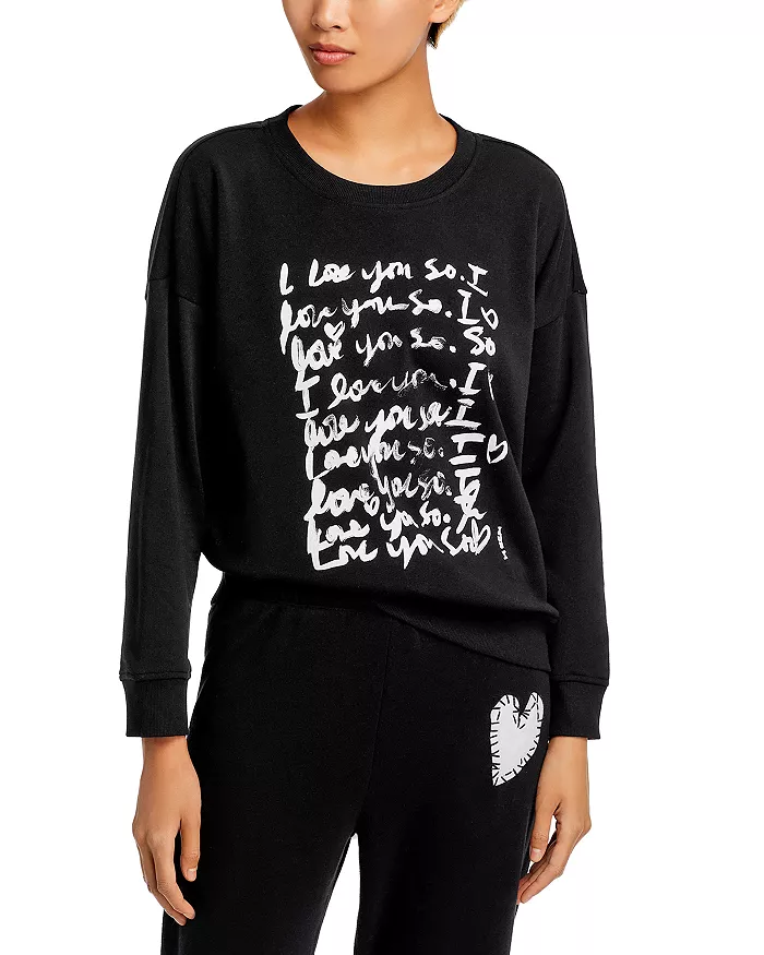 AQUA x Kerri Rosenthal I Love You So Graphic Print Sweatshirt