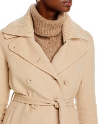 Double Breasted Ribbed Collar Coat