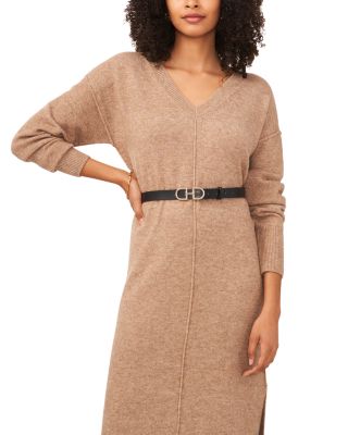 V Neck Side Slit Dress