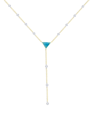 Meira T 14k Yellow & White Gold Turquoise & Diamond Lariat Necklace, 16-18