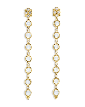 Shop Temple St Clair 18k Yellow Gold Blue Moonstone & Diamond Moonshot Linear Drop Earrings In Blue/gold