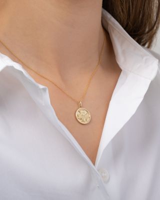14K Yellow Gold Diamond Queen Bee Medallion Pendant