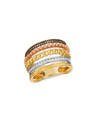 Bloomingdale's Fine Collection Brown & White Diamond Multi-Row Ring in 14K Yellow, White & Rose Gold