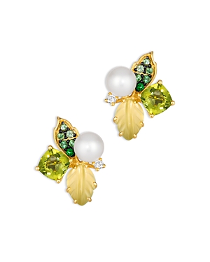 Bloomingdale's Multi Stone & Multi Colour Diamond Cluster Stud Earrings In 14k Yellow Gold In Multi/gold