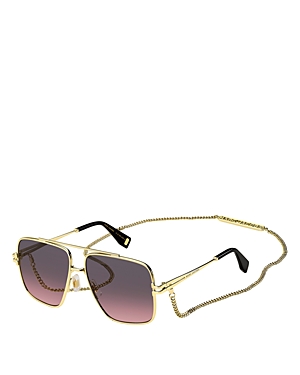 Marc Jacobs Square Sunglasses, 59mm In Gold/purple Gradient