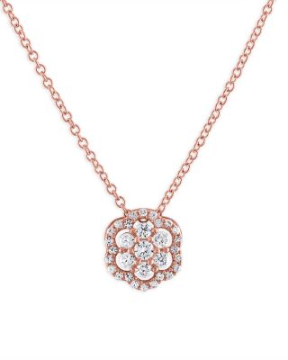 Bloomingdale's Diamond Flower Pendant Necklace In 14K Gold, 0.25 Ct. T ...