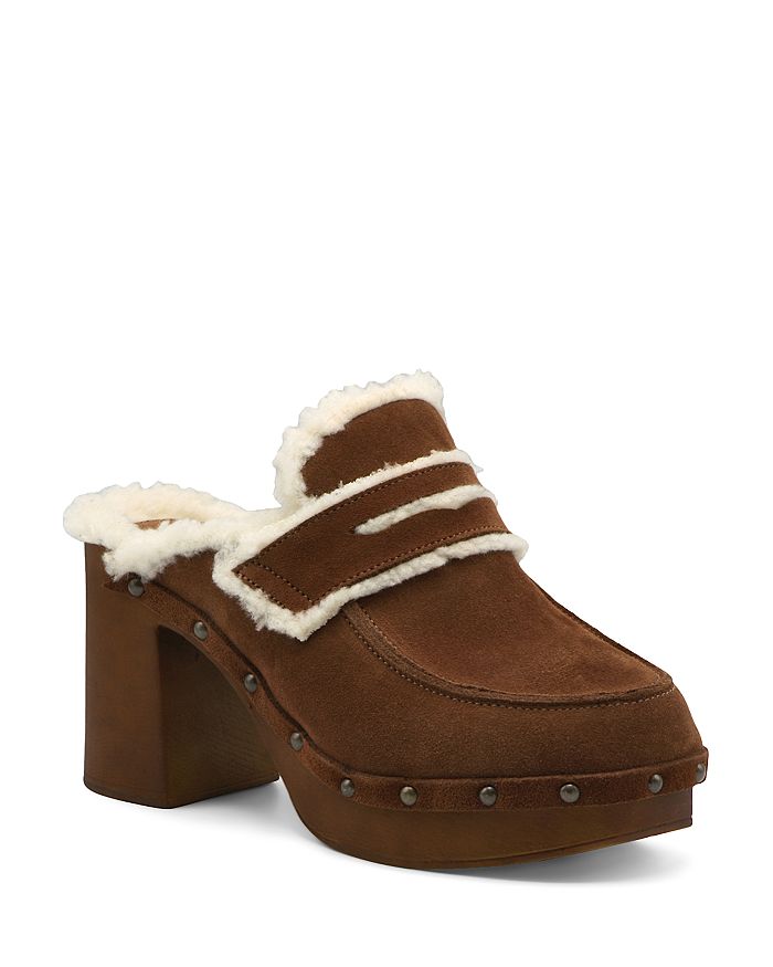 Charles David Women's Xtra Faux Fur Trim Platform Loafer Mules ...