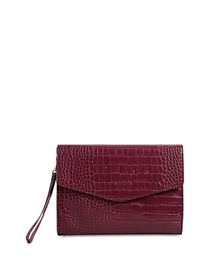 Ted Baker Crocey Envelope Pouch In Deep Purple