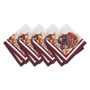 Elrene Home Fashions Autumn Heritage Turkey Engineered Napkins, Set Of 4 In Multi