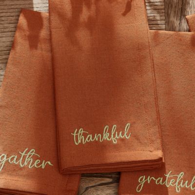 Harvest Sentiment Embroidered Napkins, Set of 4