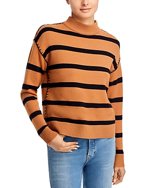 T Tahari Mock Neck Striped Sweater