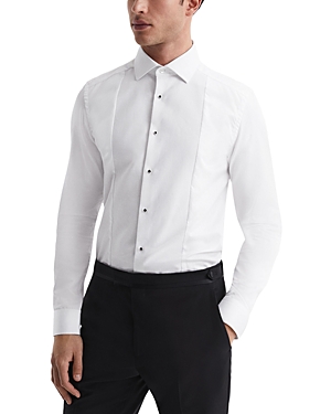 Reiss Marcel Cotton Regular Fit Tuxedo Shirt In White