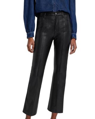 For All Mankind High Rise Cropped Faux Leather Slim Kick Flare