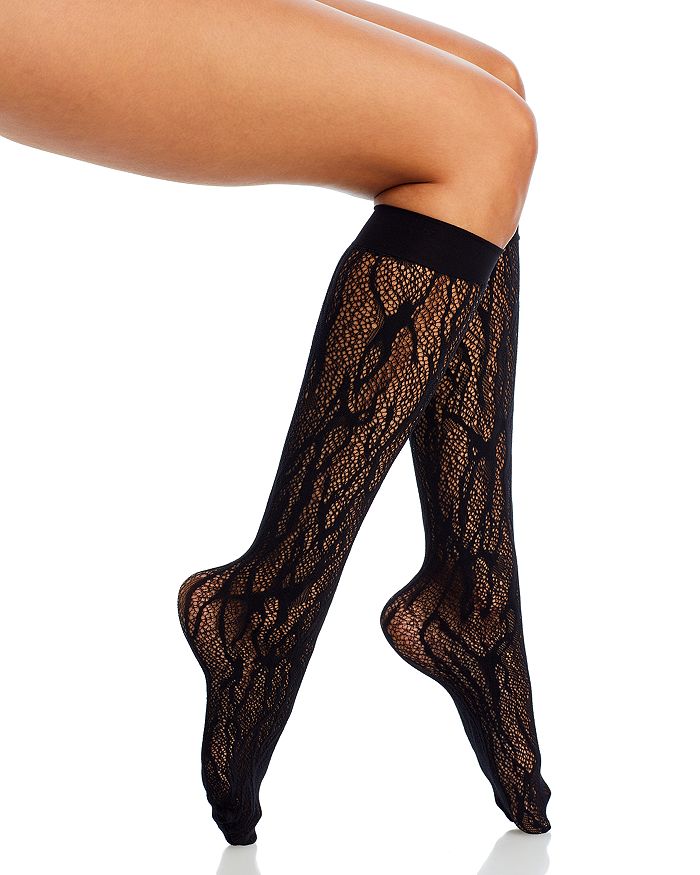 Wolford Snake Pattern Lace Knee High Socks