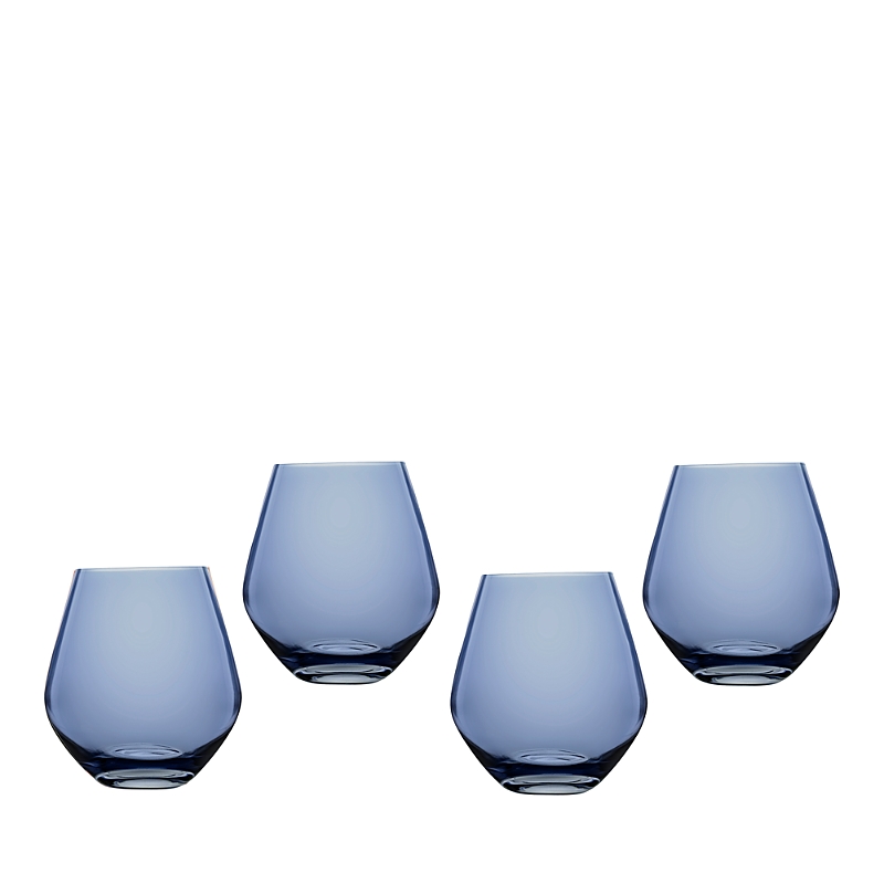 Godinger Meridian Stemless Wine Glasses, Blue - Set Of 4 In Blue