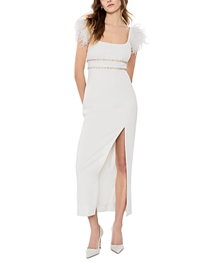 Shop Likely Prima Beaded Empire Waist Midi Dress In White