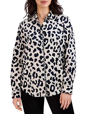 Shop Foxcroft Charlie Cheetah Long Sleeve Shirt In Black