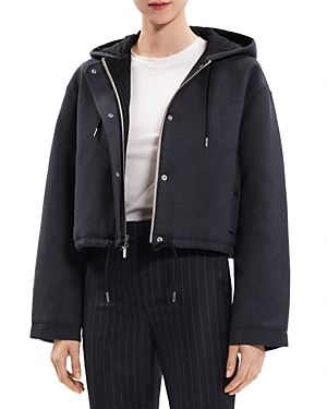 Theory Wool Cropped Parka In Pestle Melange
