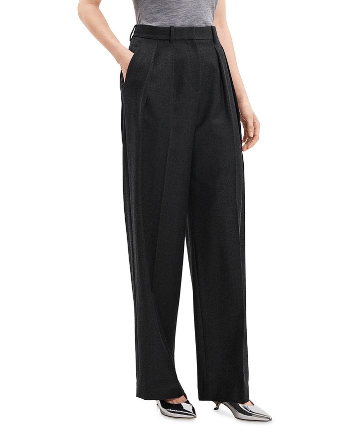 Theory Double Pleated Wool Pants | Bloomingdale's