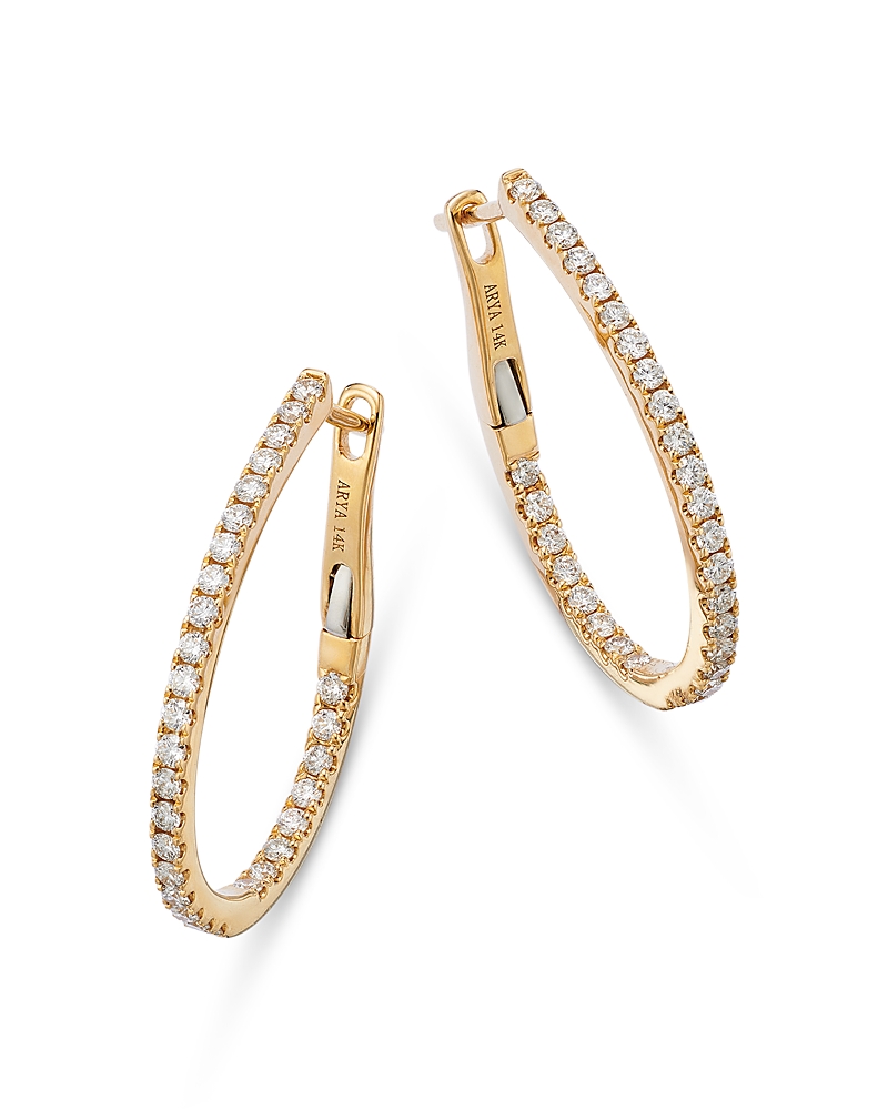 Bloomingdale's Diamond Inside Out Oval Hoop Earrings In 14k Yellow Gold, 0.75 Ct. T. W. In Gold