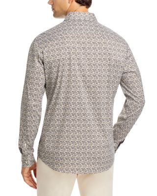 Michael Kors Slim Fit Long Sleeve Printed Stretch Button Front Shirt |  Bloomingdale's Men