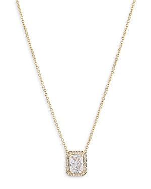Nadri Emerald Cut Halo Pendant Necklace, 16 In Gold